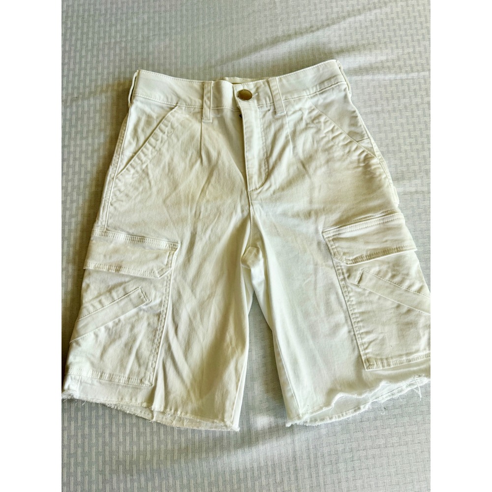Democracy White Cargo Utility Bermuda Shorts Ab Technology Raw Hem Size 4